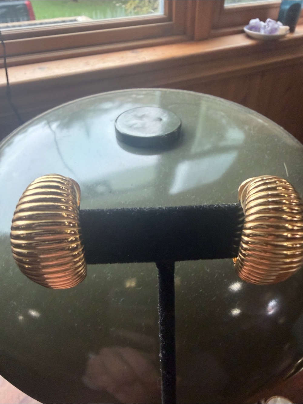 Vintage Chris.Dior Ribbed Clip-On Hoop Earrings - Women Jewelry